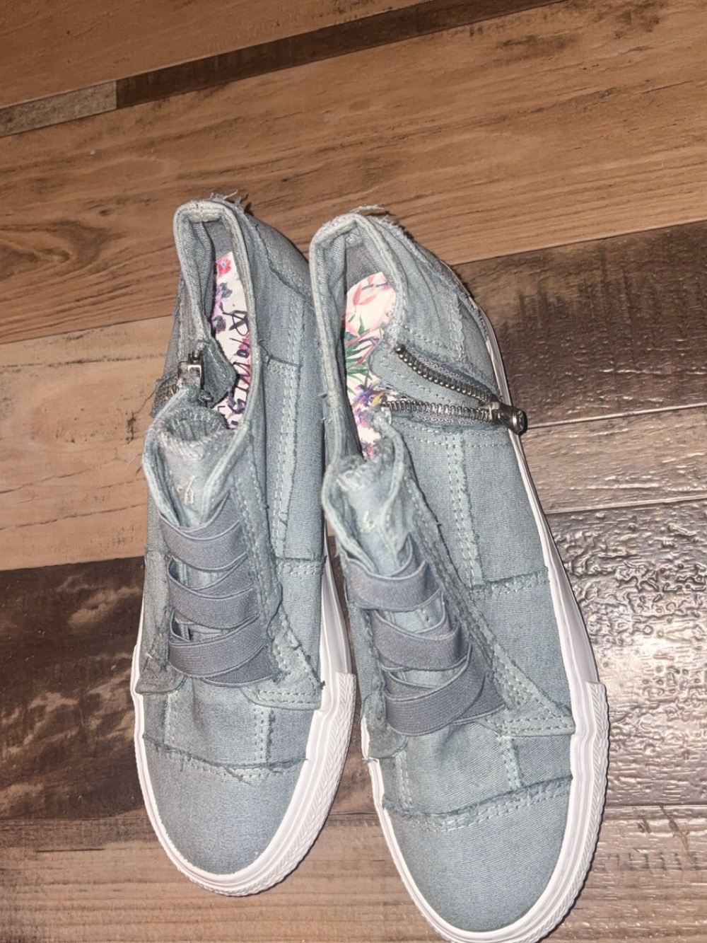 Blowfish Light Blue Zip-Front Slip-On Sneakers